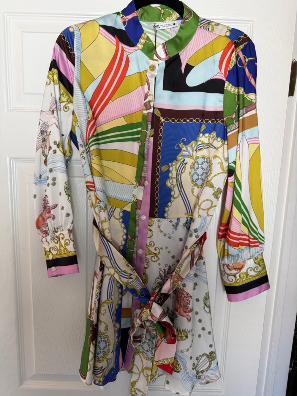 Zara Multicolor Baroque-Print Button Tunic